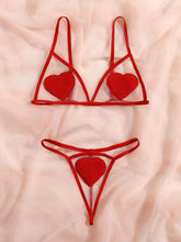 Heart Patched Mesh Lingerie Set